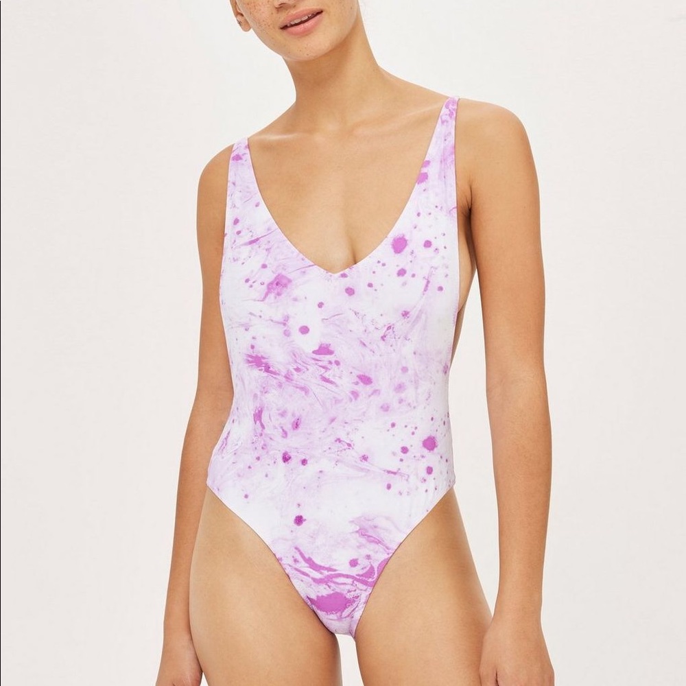 TOPSHOP TIE DYE/MARBLE ONE PIECE SWIMSUIT